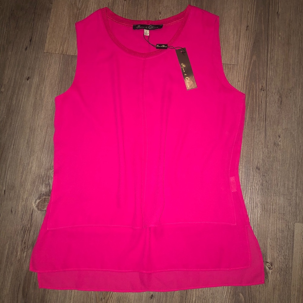 Rose & Olive Hot Pink Sleeveless Blouse